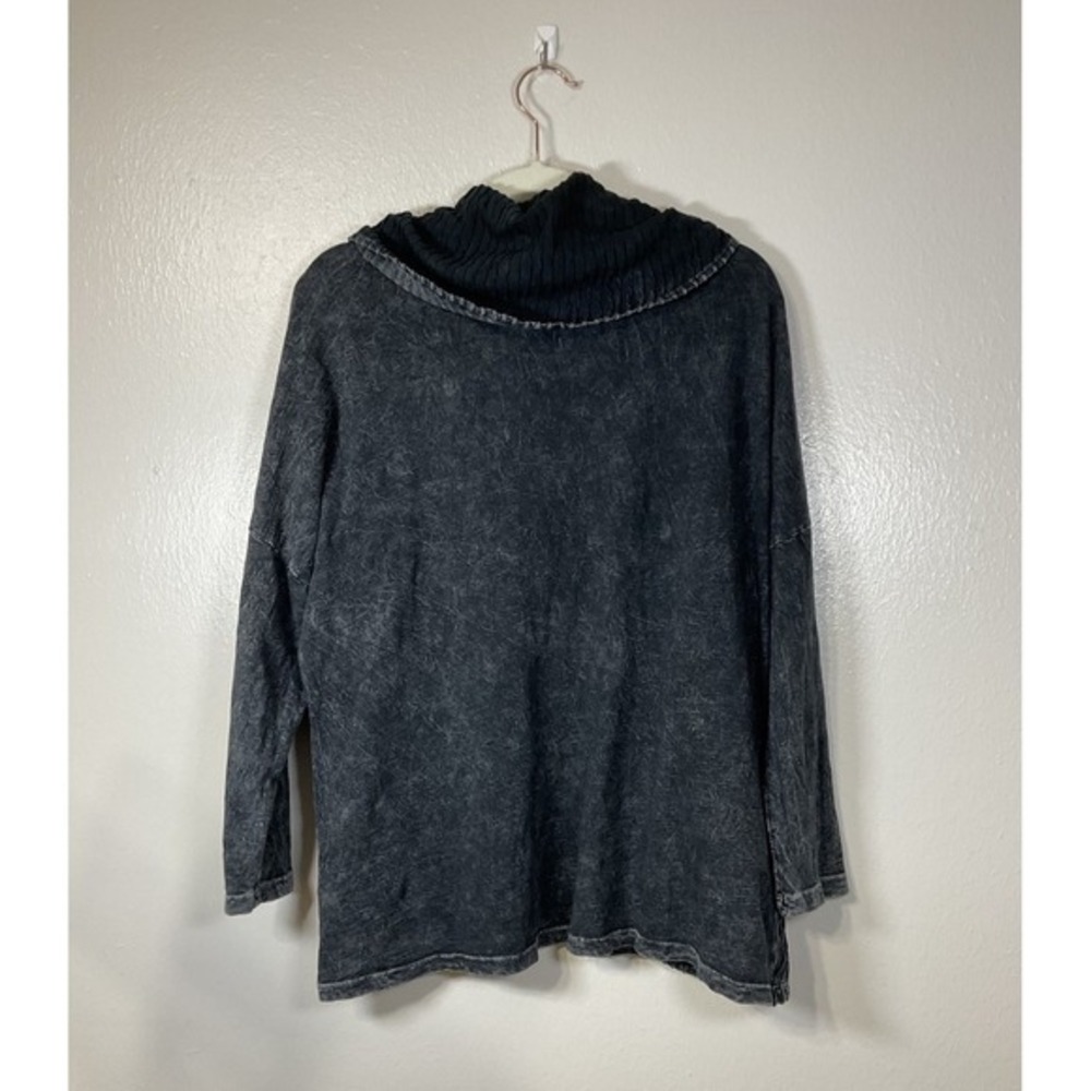 Jess & Jane Cowl Neck Mineral Wash Top Womens L 3/4 Dolman Sleeve Front Pockets - Picture 2 of 10